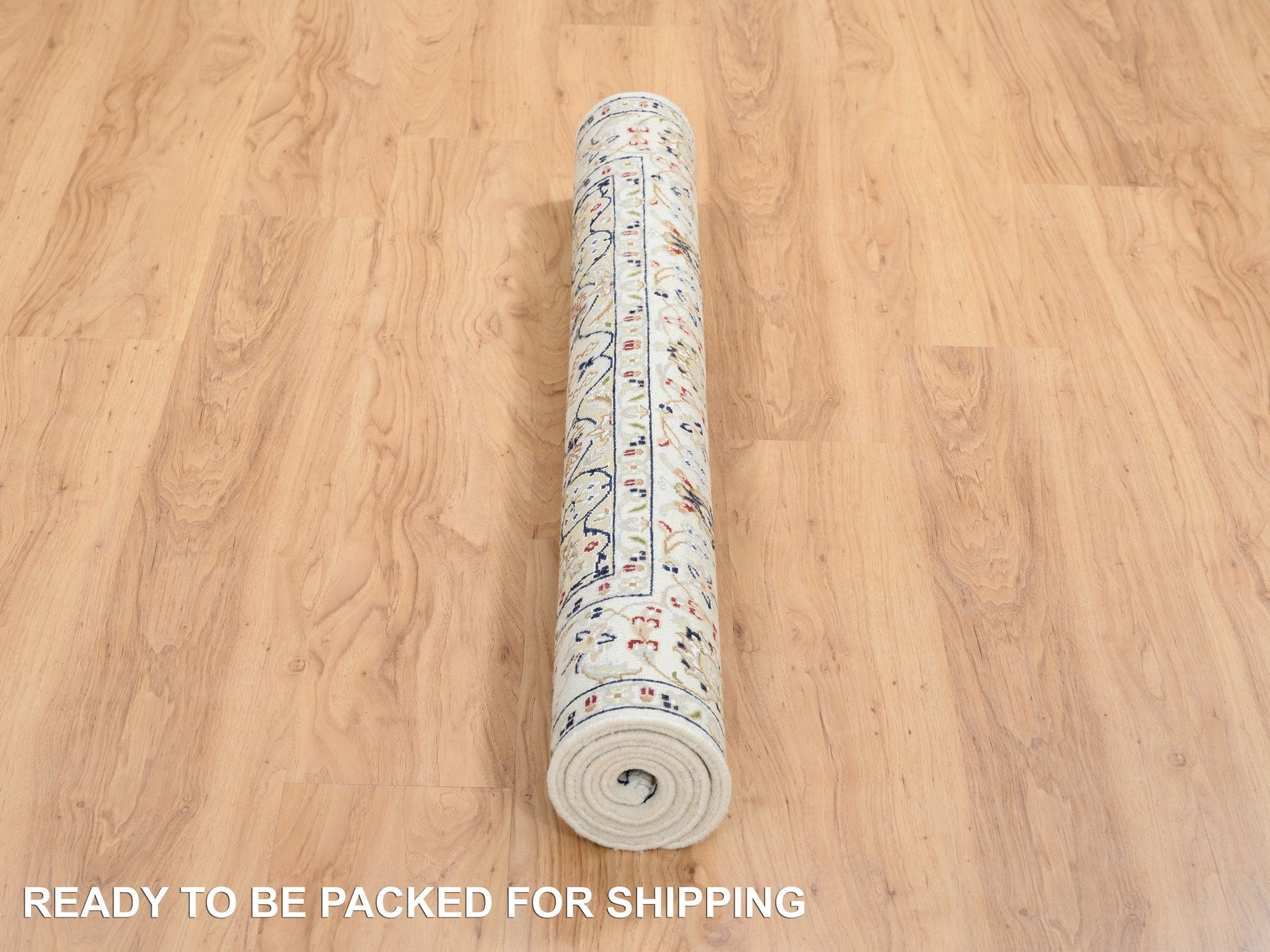 Nain Fine Oriental hand-knotted wool rug in Ivory, 4' x 4' — SKU O064750 (view 6)