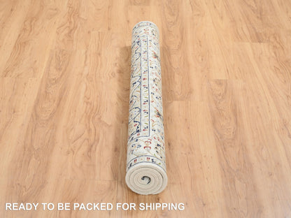 Nain Fine Oriental hand-knotted wool rug in Ivory, 4' x 4' — SKU O064750 (view 6)