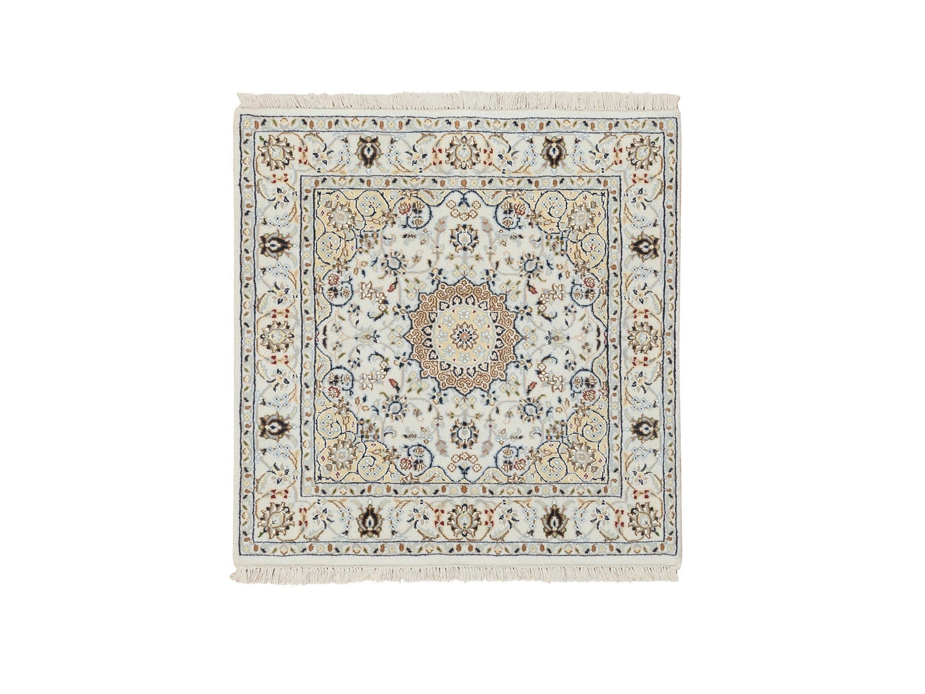 Nain Fine Oriental hand-knotted wool rug in Ivory, 3' x 3'1" — SKU O064757