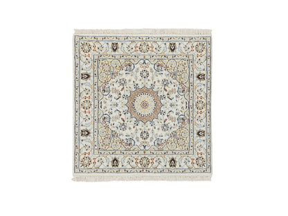 Nain Fine Oriental hand-knotted wool rug in Ivory, 3' x 3'1" — SKU O064757
