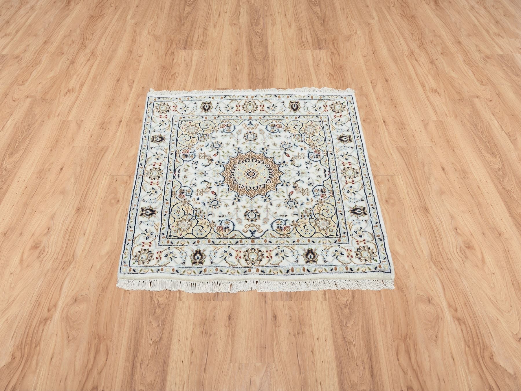 Nain Fine Oriental hand-knotted wool rug in Ivory, 3' x 3'1" — SKU O064757 (view 2)
