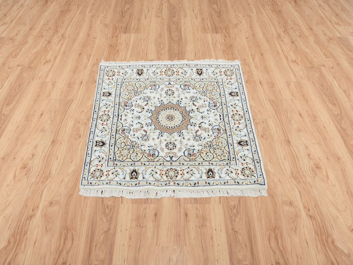 Nain Fine Oriental hand-knotted wool rug in Ivory, 3' x 3'1" — SKU O064757 (view 2)