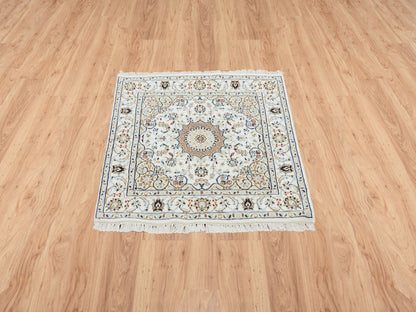 Nain Fine Oriental hand-knotted wool rug in Ivory, 3' x 3'1" — SKU O064757 (view 2)