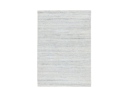 Ivory 5'0" x 7'0" Modern and Contemporary Handloom Wool Rug - Sku: O064779