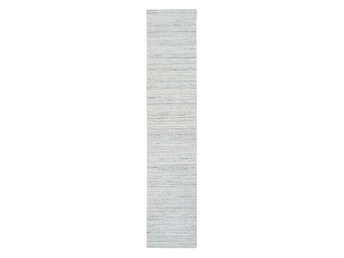 Modern / Contemporary hand-knotted wool runner in Ivory, 2'6" x 11'10" — SKU O064781