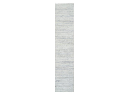 Modern / Contemporary hand-knotted wool runner in Ivory, 2'6" x 11'10" — SKU O064781