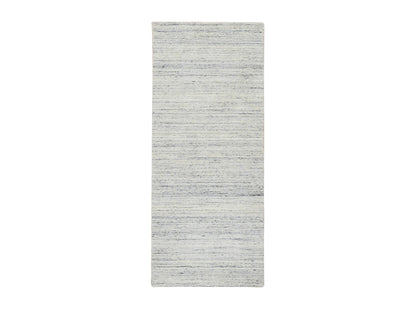 Ivory 2'6" x 6'0" Modern and Contemporary Handloom Wool Rug - Sku: O064786