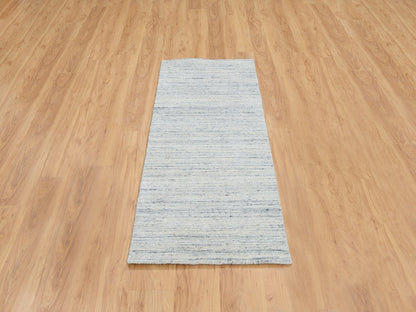 Ivory 2'6" x 6'0" Modern and Contemporary Handloom Wool Rug - Sku: O064786