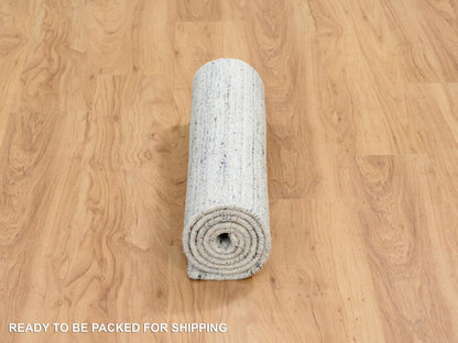 Ivory 2'6" x 6'0" Modern and Contemporary Handloom Wool Rug - Sku: O064786