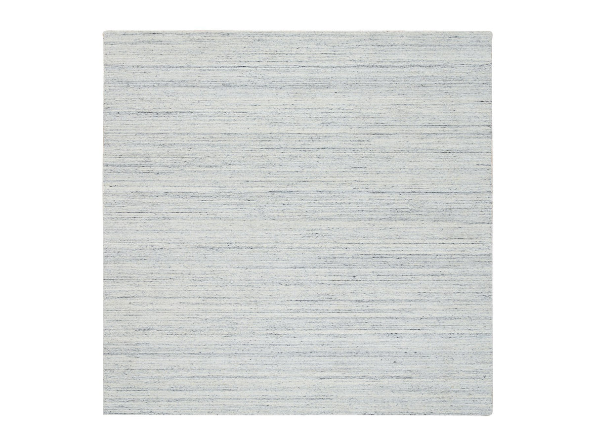 Modern / Contemporary hand-knotted wool rug in Ivory, 8' x 8' — SKU O064788