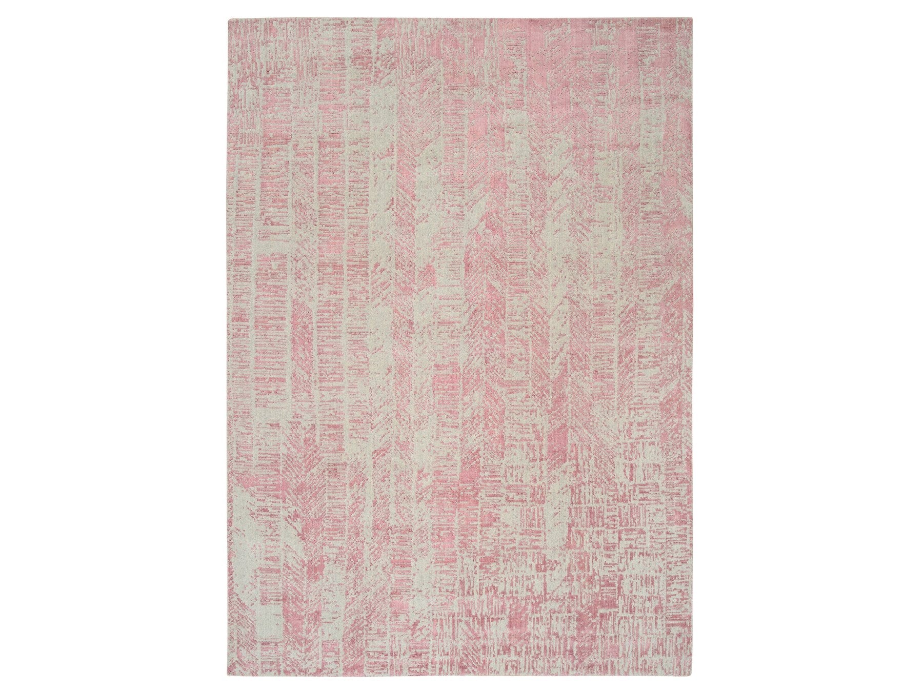 Transitional hand-knotted wool/silk rug in Pink, 9' x 11'10" — SKU O064807