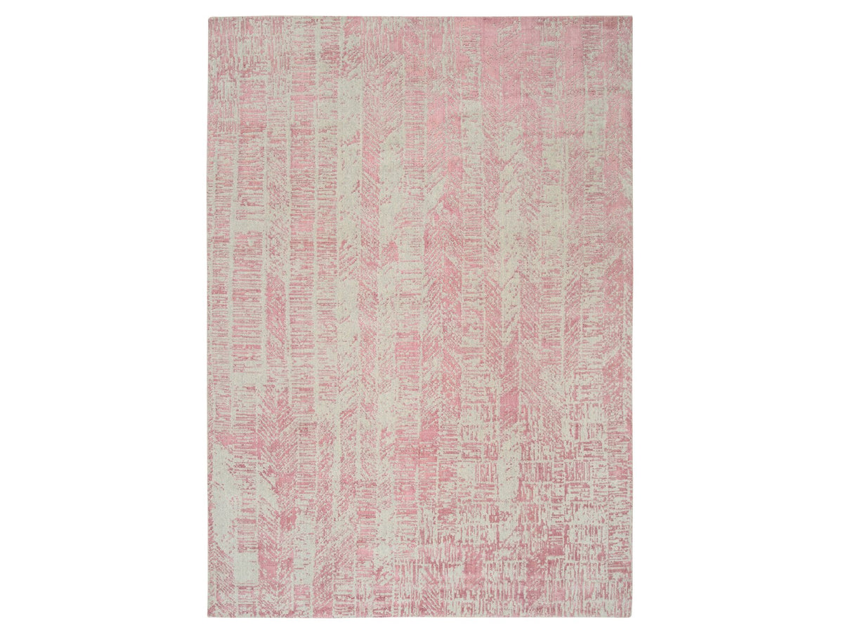 Transitional hand-knotted wool/silk rug in Pink, 9' x 11'10" — SKU O064807