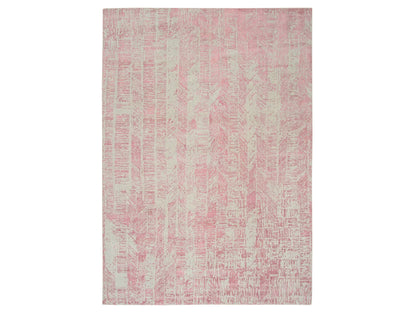 Transitional hand-knotted wool/silk rug in Pink, 9' x 11'10" — SKU O064807