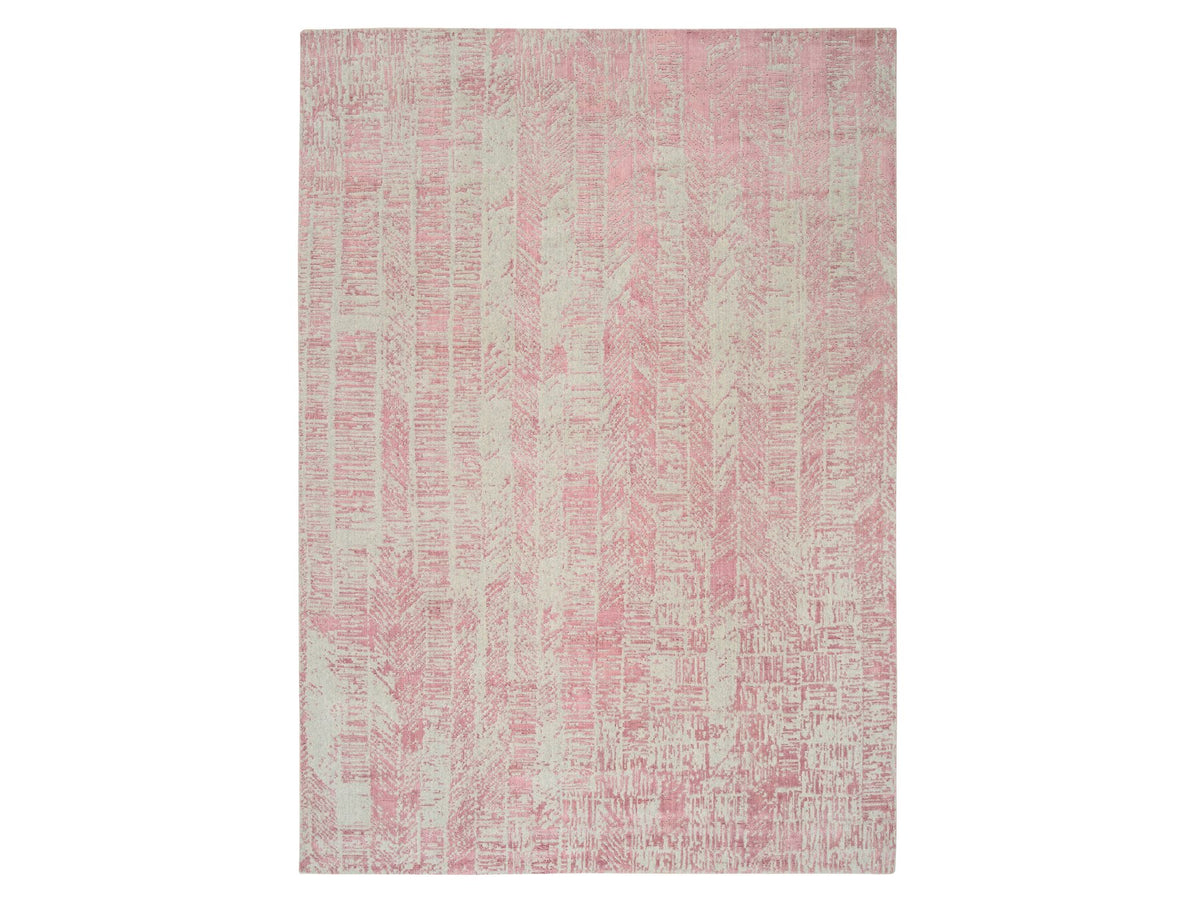 Transitional hand-knotted wool/silk rug in Pink, 9' x 11'9" — SKU O064809