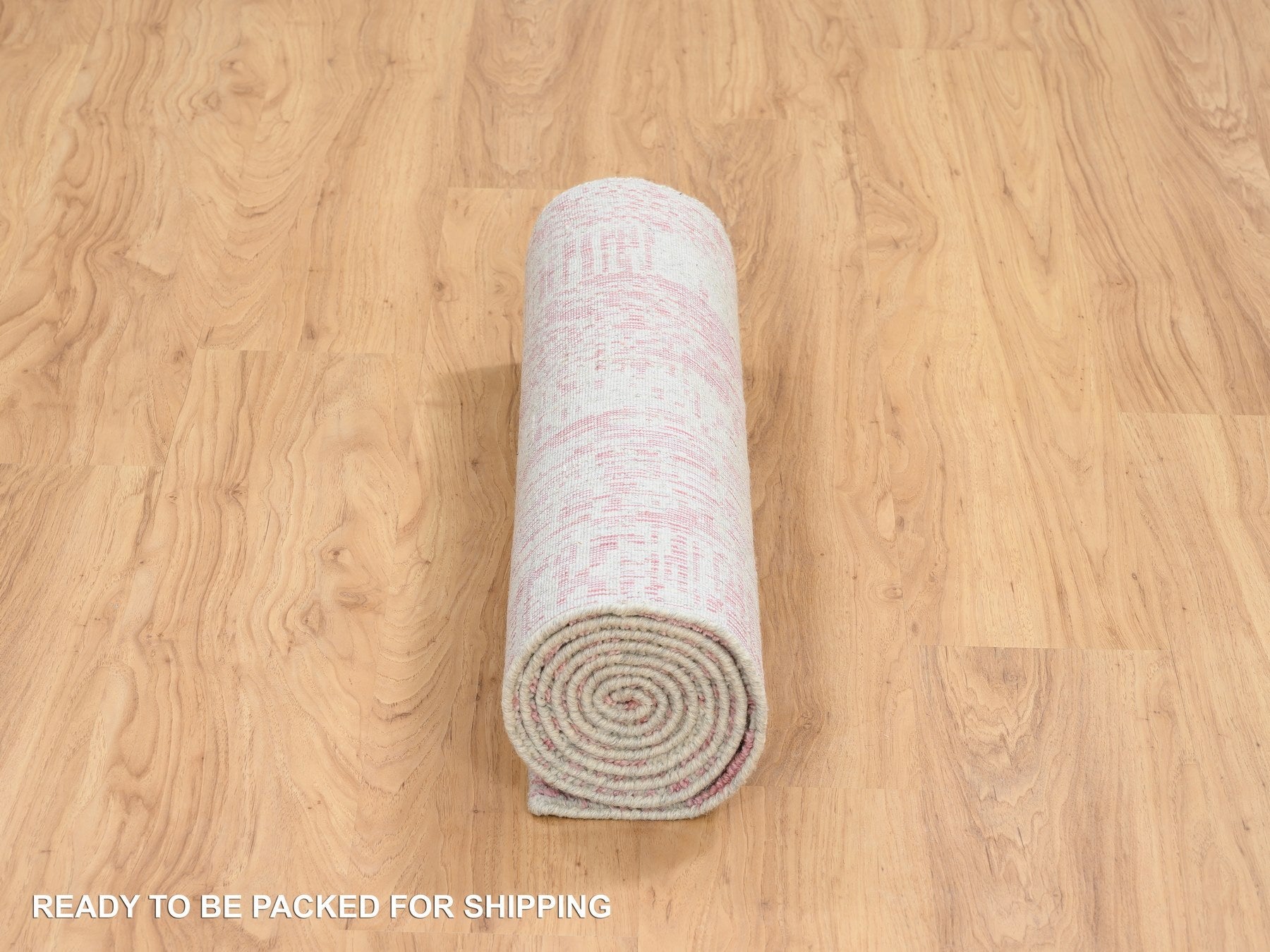 Transitional hand-knotted wool/silk runner in Pink, 2'6" x 8' — SKU O064812 (view 6)