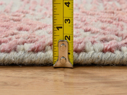 Transitional hand-knotted wool/silk runner in Pink, 2'6" x 8' — SKU O064812 (view 7)