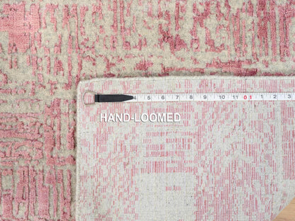 Transitional hand-knotted wool/silk runner in Pink, 2'6" x 8' — SKU O064812 (view 8)