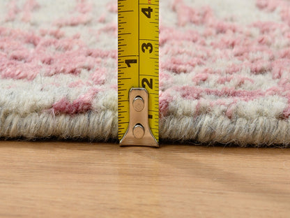 Transitional hand-knotted wool/art silk runner in Pink, 2'6" x 10' — SKU O064814 (view 7)