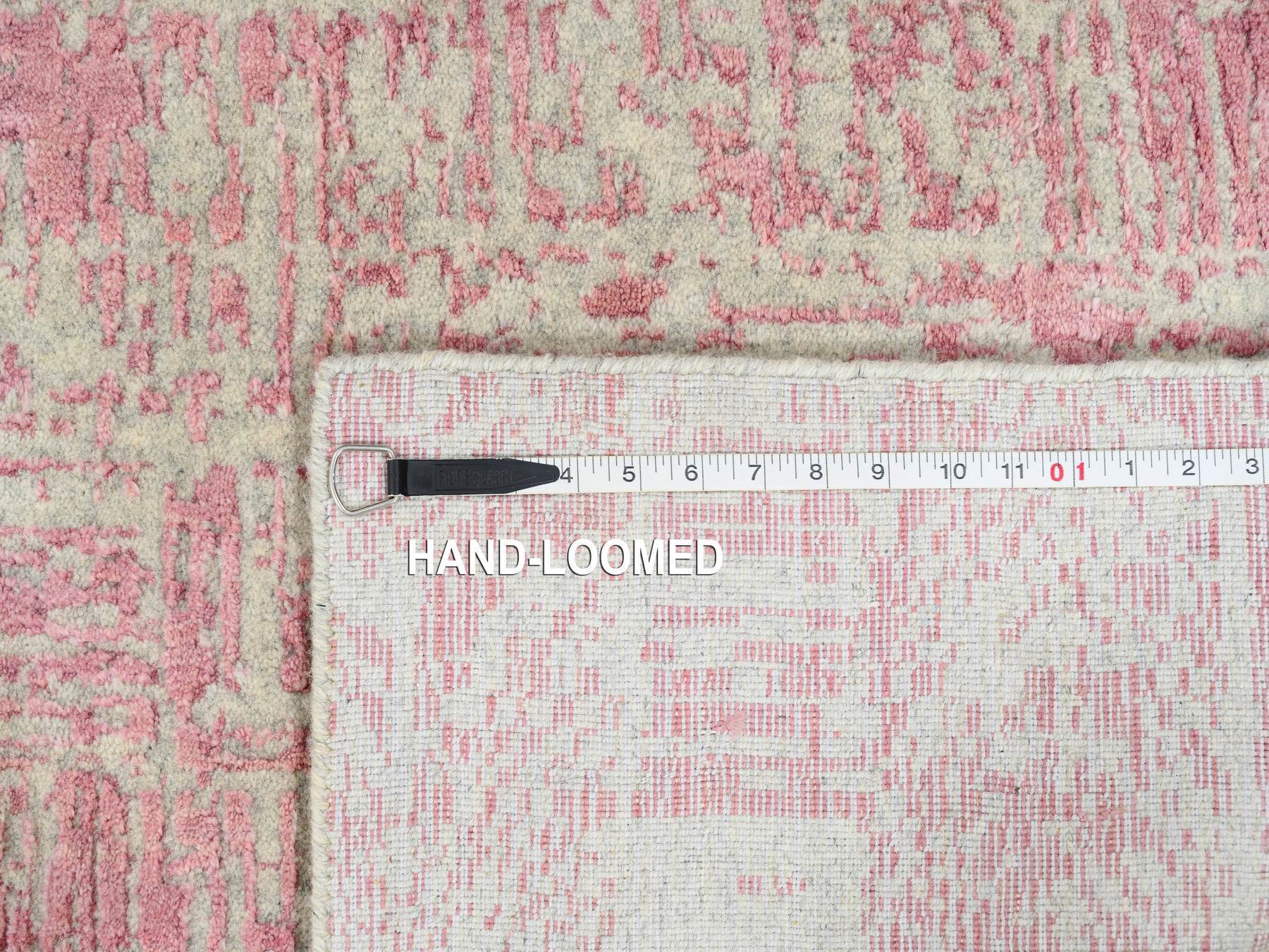Transitional hand-knotted wool/art silk runner in Pink, 2'6" x 10' — SKU O064814 (view 8)
