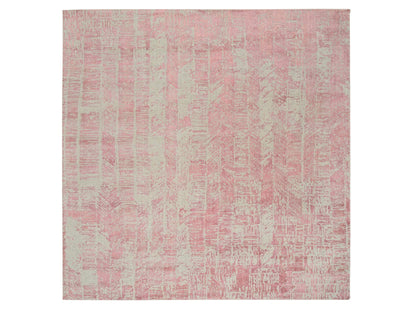 Transitional hand-knotted wool/art silk rug in Pink, 10' x 10'2" — SKU O064815