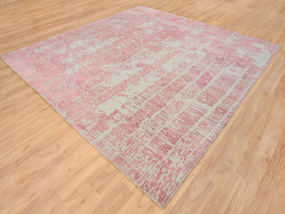Transitional hand-knotted wool/art silk rug in Pink, 10' x 10'2" — SKU O064815 (view 3)