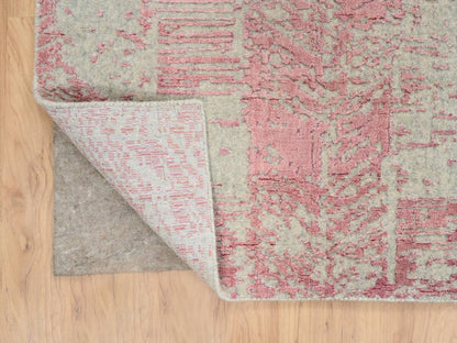Transitional hand-knotted wool/art silk rug in Pink, 10' x 10'2" — SKU O064815 (view 4)