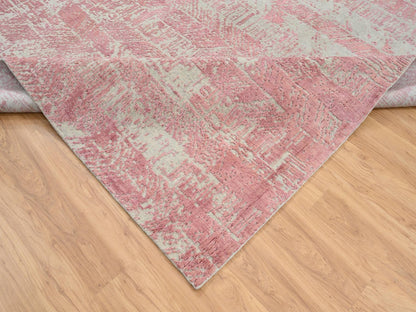 Transitional hand-knotted wool/art silk rug in Pink, 10' x 10'2" — SKU O064815 (view 6)