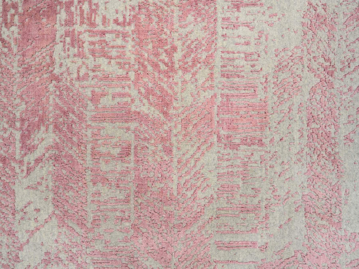 Transitional hand-knotted wool/art silk rug in Pink, 10' x 10'2" — SKU O064815 (view 8)