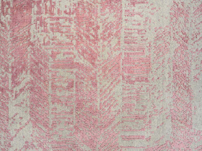 Transitional hand-knotted wool/art silk rug in Pink, 10' x 10'2" — SKU O064815 (view 8)
