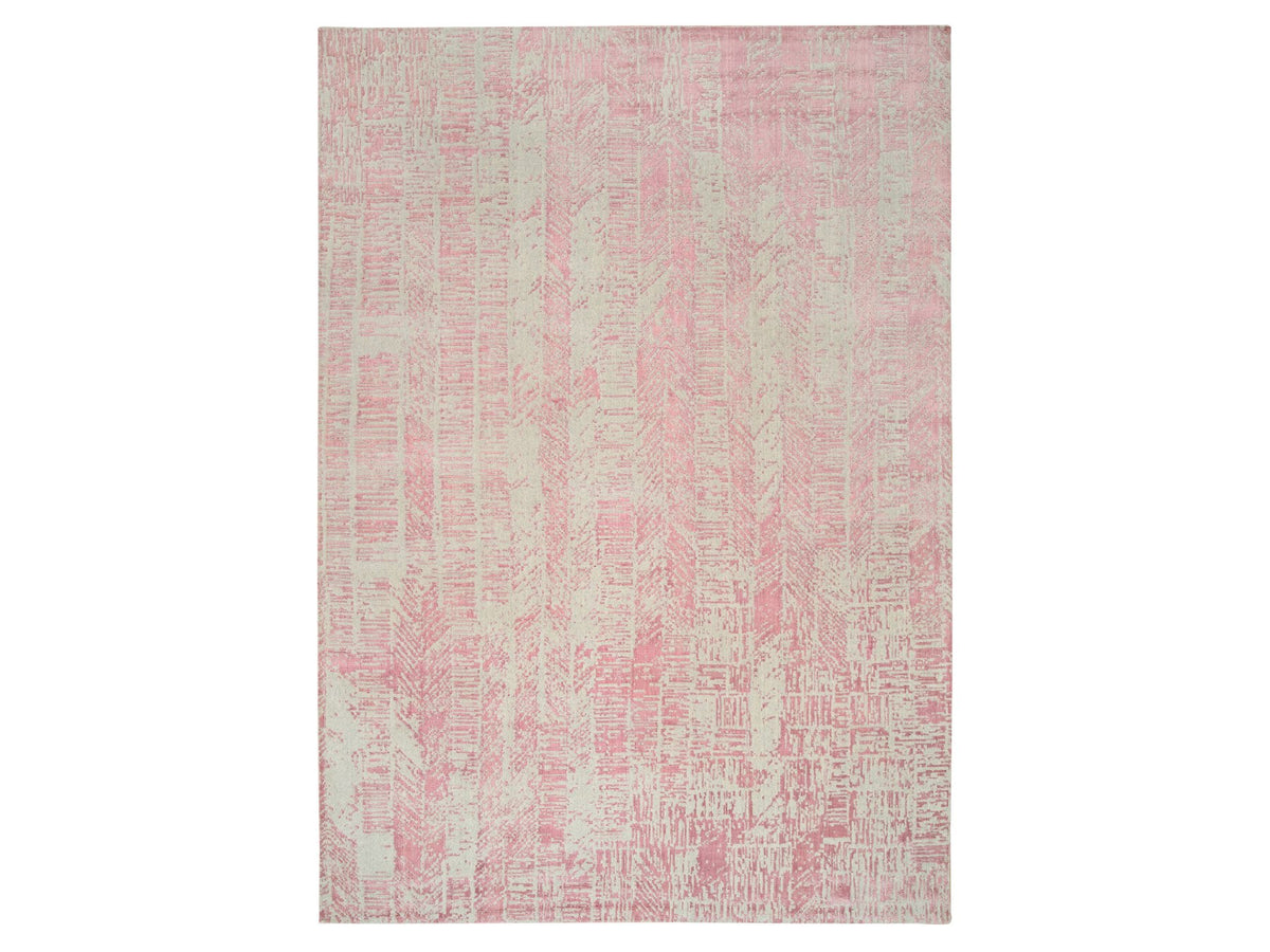 Transitional hand-knotted wool/silk rug in Pink, 10' x 14' — SKU O064817