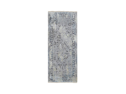 Kashan Transitional hand-knotted wool/silk runner in Gray, 2'6" x 6' — SKU O064828
