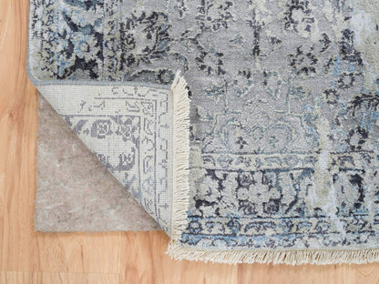 Kashan Transitional hand-knotted wool/silk runner in Gray, 2'6" x 6' — SKU O064828 (view 3)