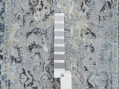 Kashan Transitional hand-knotted wool/silk runner in Gray, 2'6" x 6' — SKU O064828 (view 4)