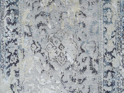 Kashan Transitional hand-knotted wool/silk runner in Gray, 2'6" x 6' — SKU O064828 (view 5)
