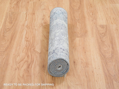 Kashan Transitional hand-knotted wool/silk runner in Gray, 2'6" x 6' — SKU O064828 (view 6)