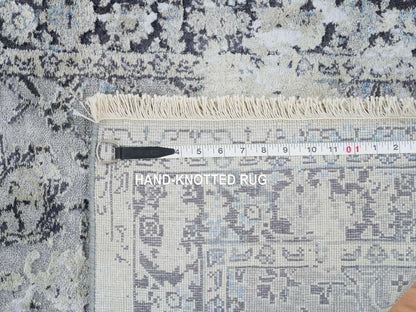 Kashan Transitional hand-knotted wool/silk runner in Gray, 2'6" x 6' — SKU O064828 (view 8)