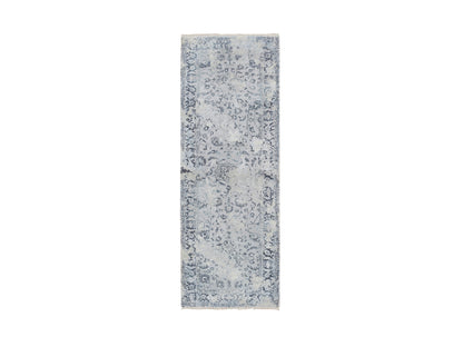 Kashan Transitional hand-knotted wool/silk runner in Gray, 2'9" x 7'8" — SKU O064829