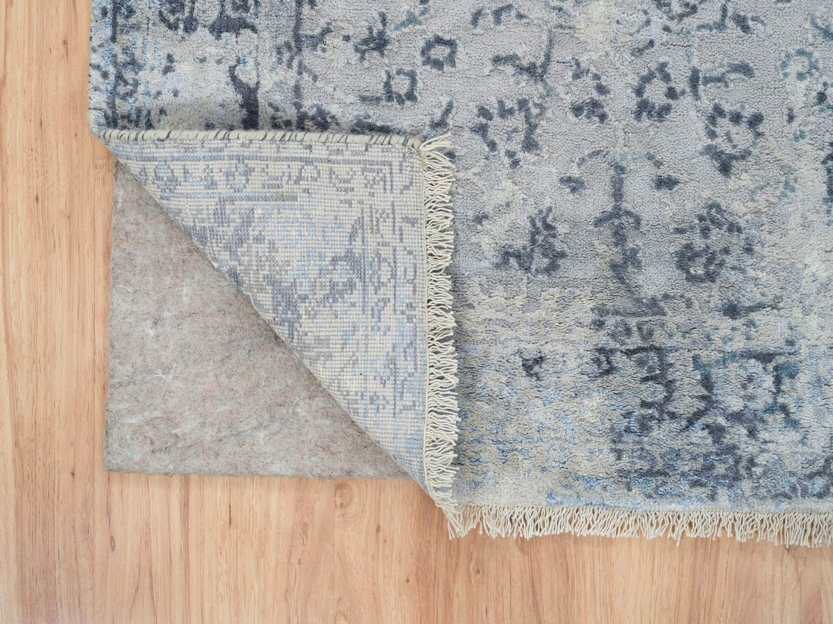 Kashan Transitional hand-knotted wool/silk runner in Gray, 2'9" x 7'8" — SKU O064829 (view 3)