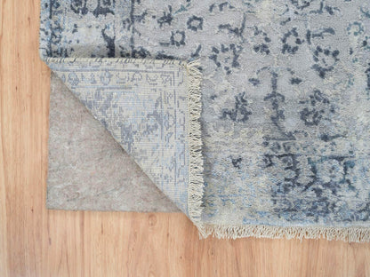 Kashan Transitional hand-knotted wool/silk runner in Gray, 2'9" x 7'8" — SKU O064829 (view 3)