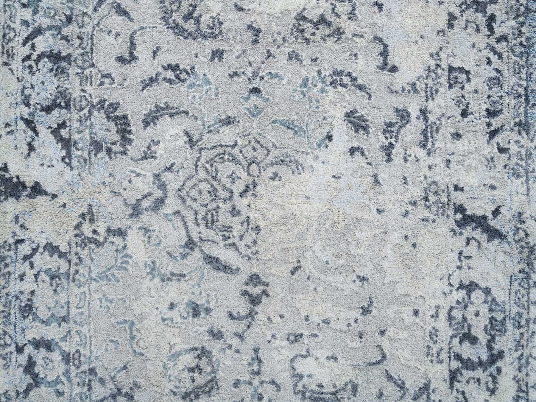 Kashan Transitional hand-knotted wool/silk runner in Gray, 2'9" x 7'8" — SKU O064829 (view 5)