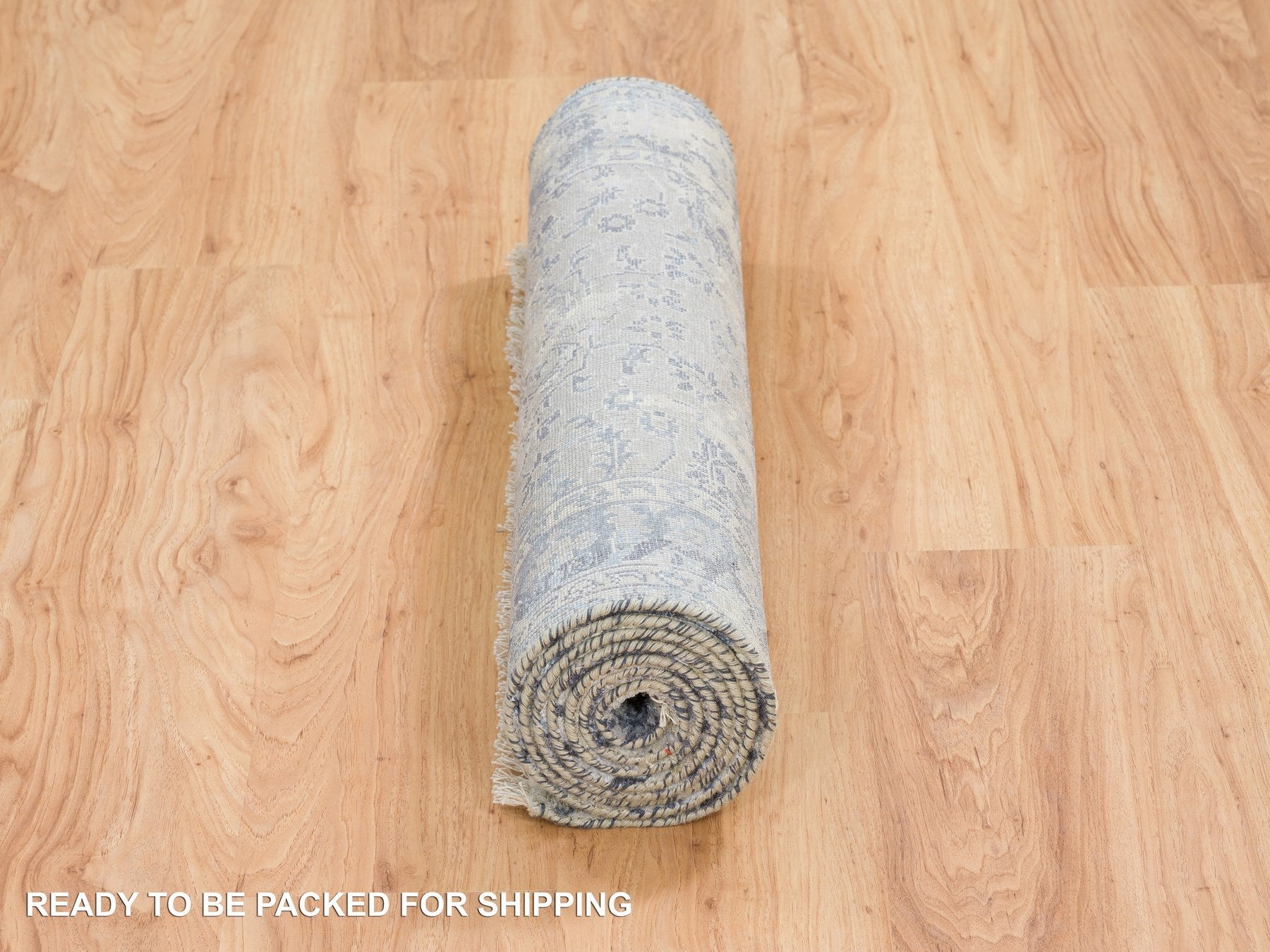 Kashan Transitional hand-knotted wool/silk runner in Gray, 2'9" x 7'8" — SKU O064829 (view 6)