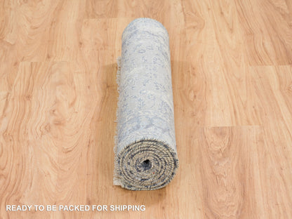 Kashan Transitional hand-knotted wool/silk runner in Gray, 2'9" x 7'8" — SKU O064829 (view 6)