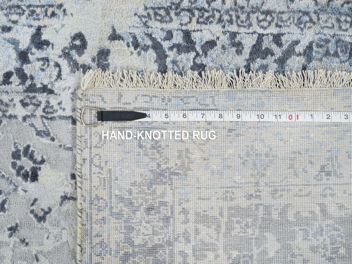Kashan Transitional hand-knotted wool/silk runner in Gray, 2'9" x 7'8" — SKU O064829 (view 8)