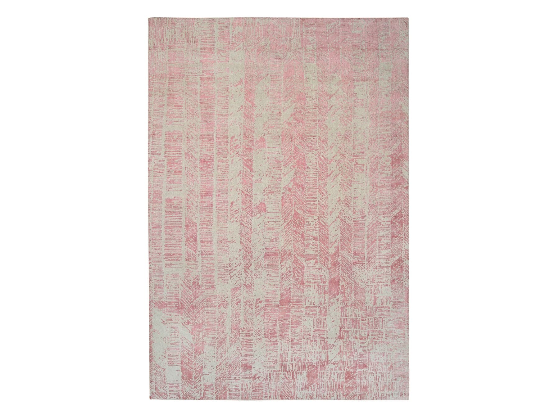 Transitional hand-knotted wool/art silk rug in Pink, 11'10" x 17'10" — SKU O064836