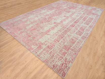 Transitional hand-knotted wool/art silk rug in Pink, 11'10" x 17'10" — SKU O064836 (view 3)