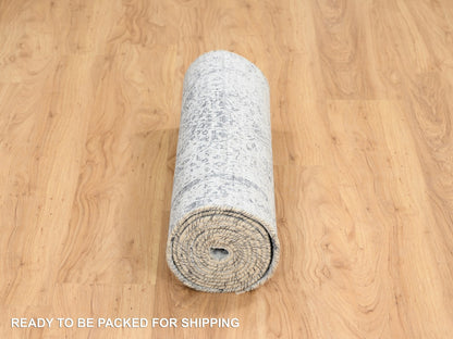 Transitional hand-knotted wool runner in Gray, 2'7" x 12' — SKU O064837 (view 6)