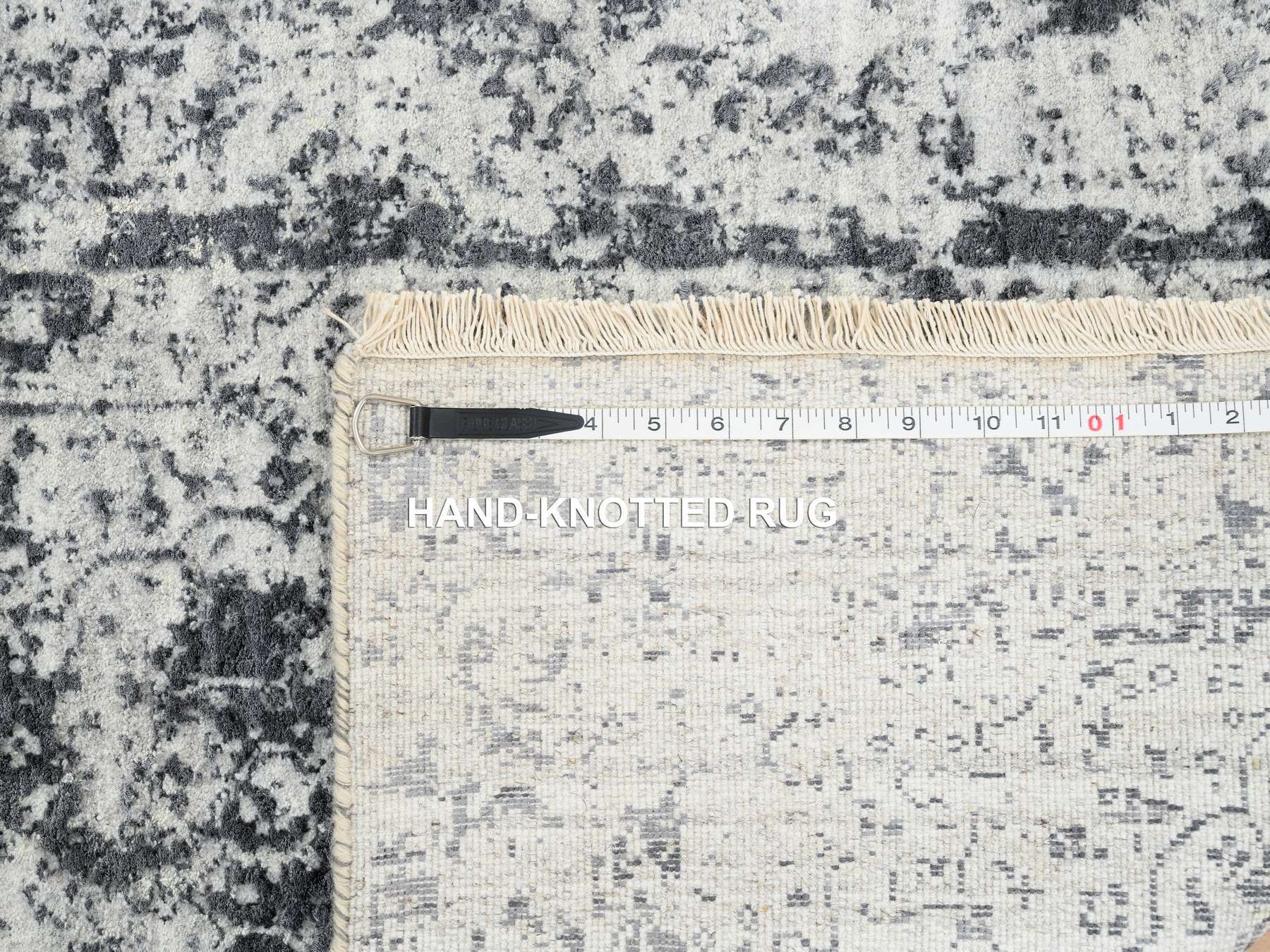 Transitional hand-knotted wool runner in Gray, 2'7" x 12' — SKU O064837 (view 8)