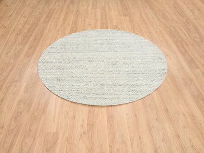 Beige 6'0" x 6'0" Modern and Contemporary Handloom Wool Rug - Sku: O064838