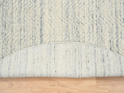 Beige 6'0" x 6'0" Modern and Contemporary Handloom Wool Rug - Sku: O064838