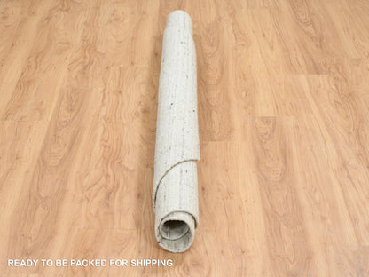 Beige 6'0" x 6'0" Modern and Contemporary Handloom Wool Rug - Sku: O064838